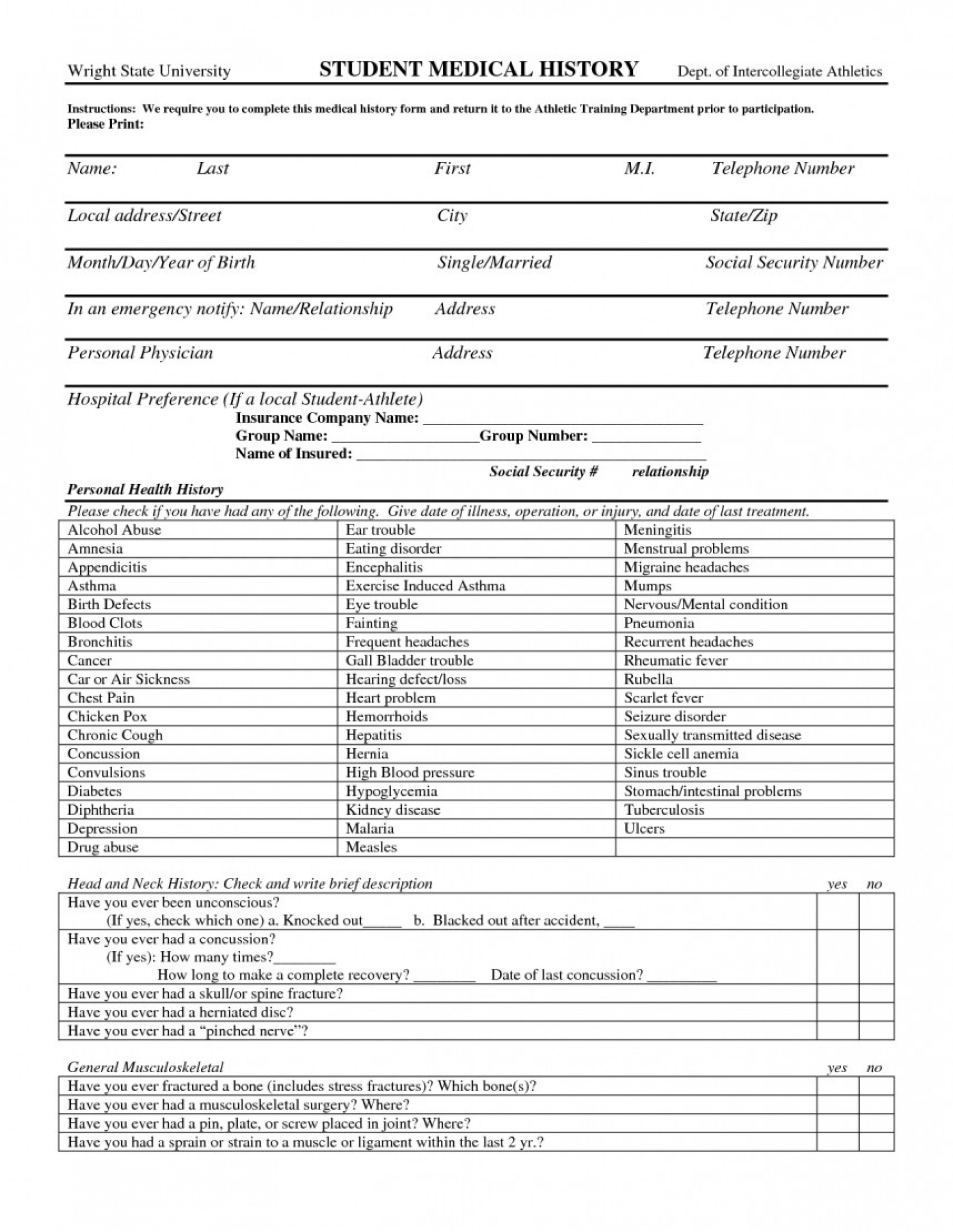 002 Template Ideas Medical History Fearsome Form Word Excel Within Medical History Template Word