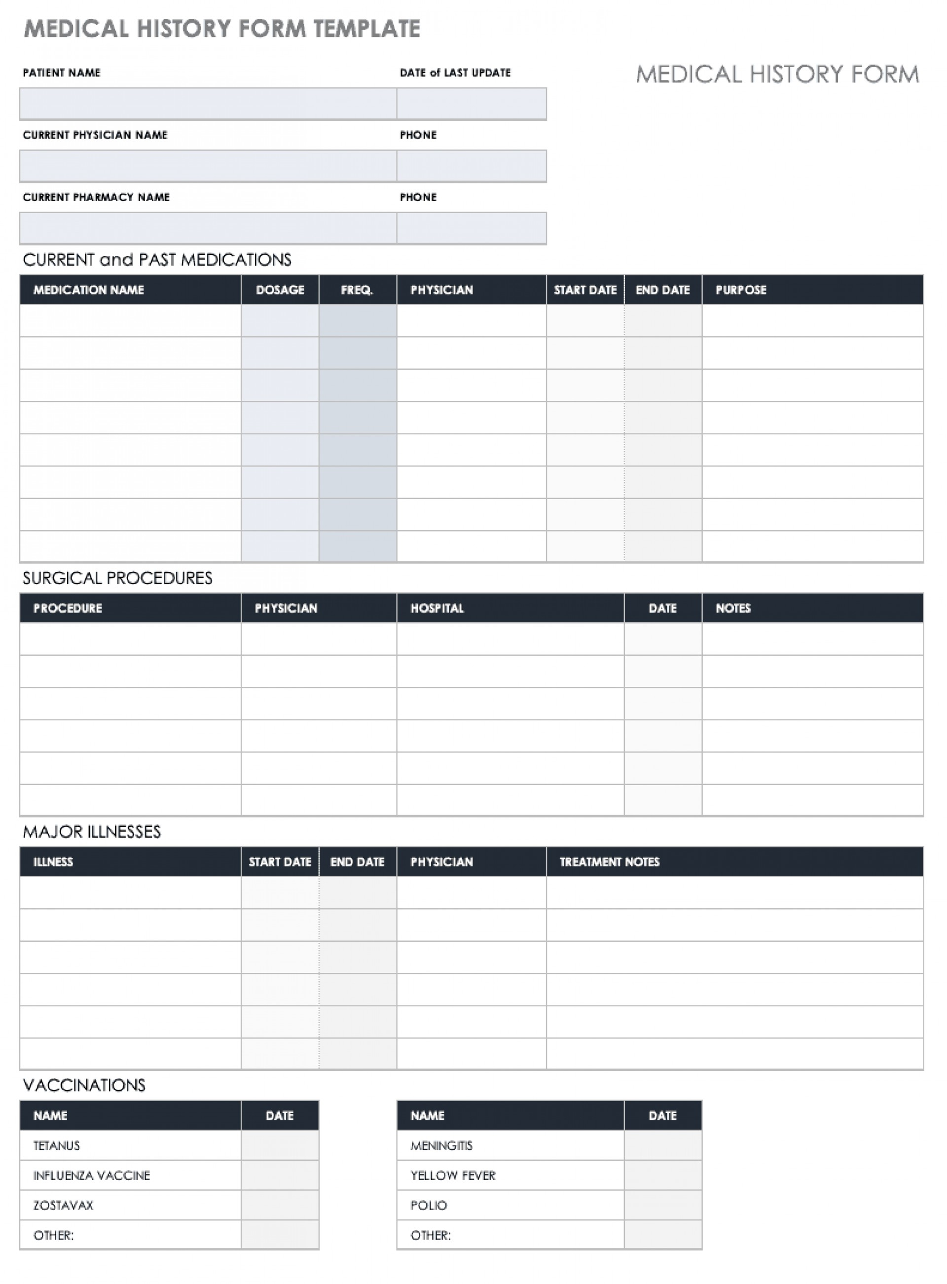 003 Personal Medical History Form Template Fearsome Ideas Intended For Medical History Template Word