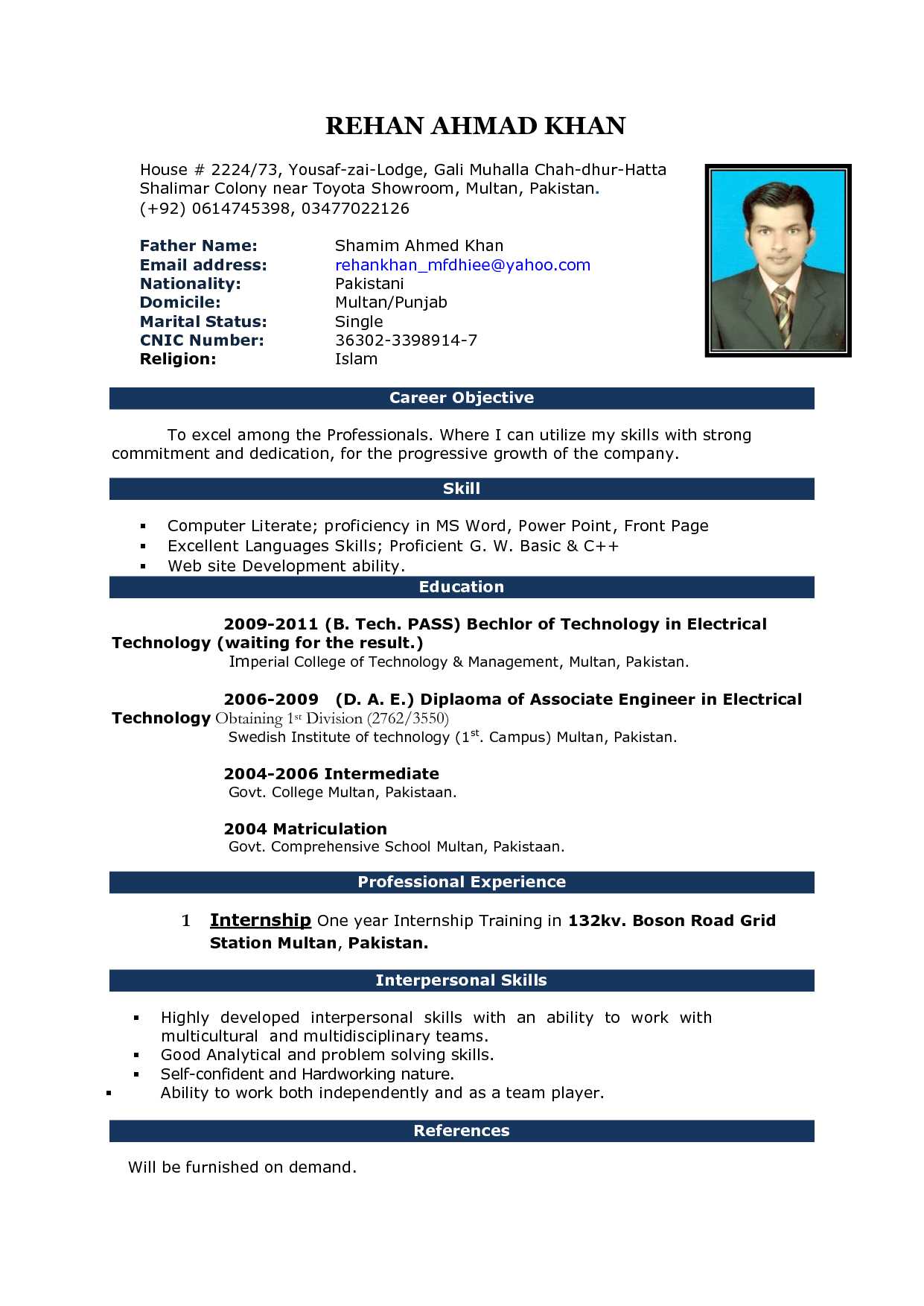 004 Curriculum Vitae Templates Microsoft Word Cv Pattern 2 For Resume Templates Word 2010