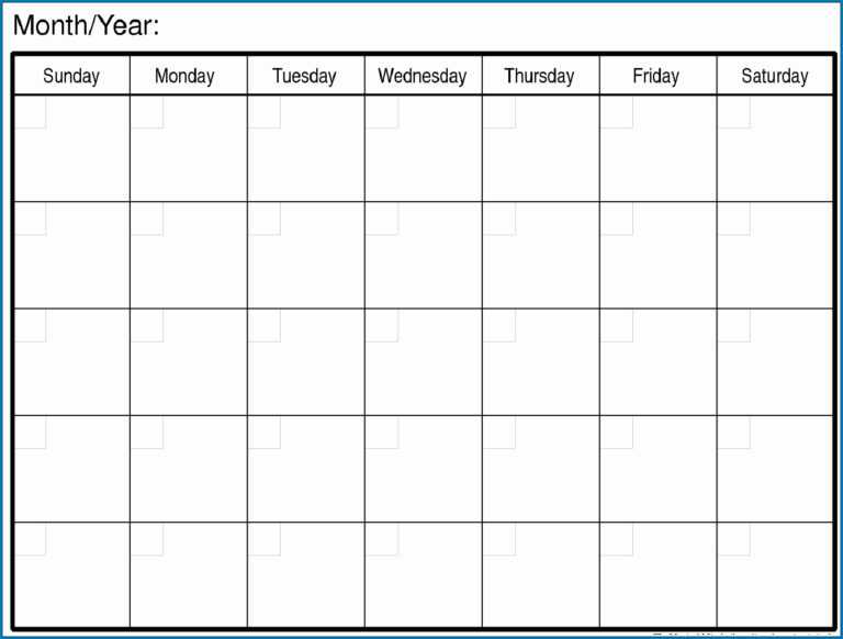Blank One Month Calendar Template Professional Template