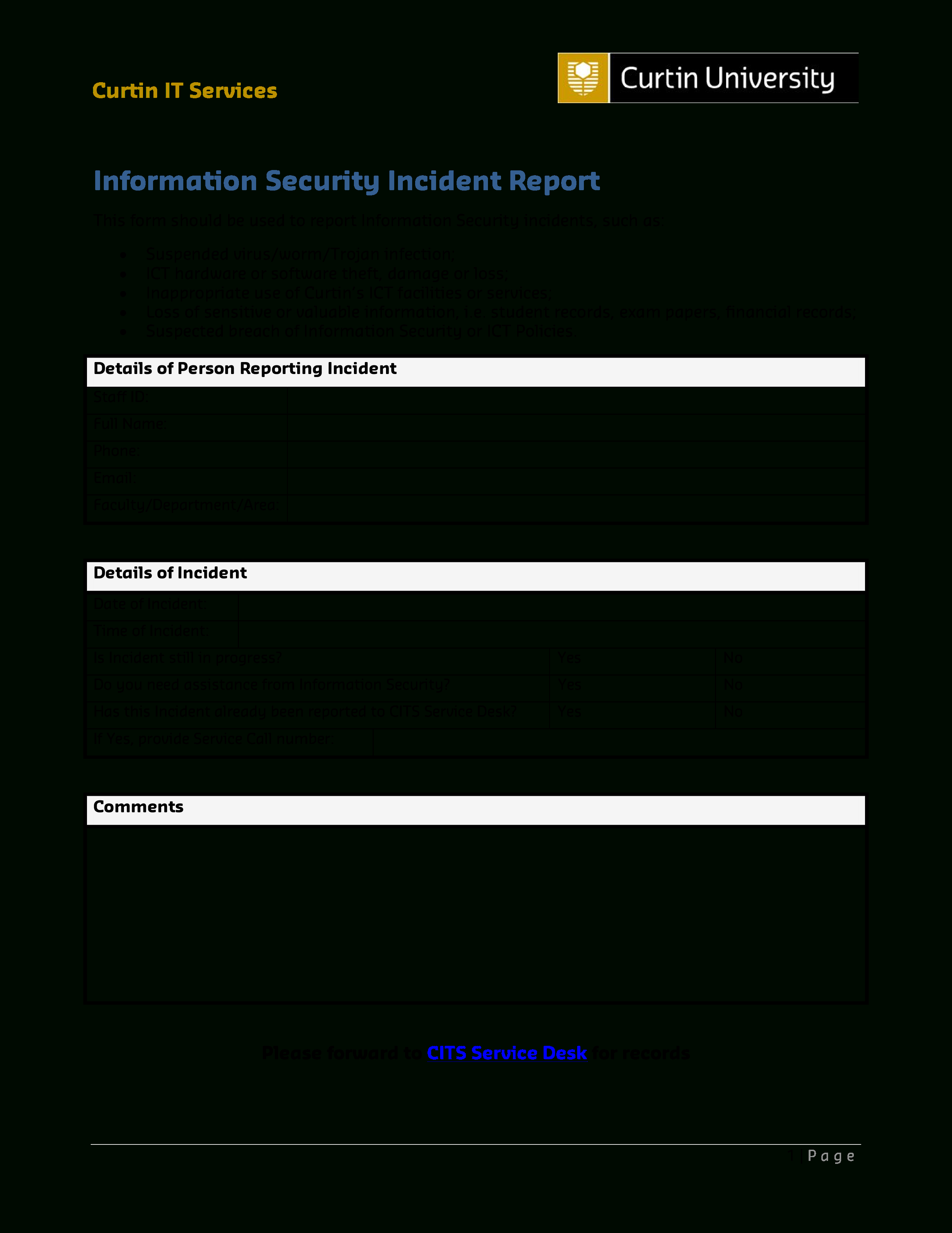 010 Security Incident Report Template Ideas 808C99D79Df8 1 Inside Information Security Report Template