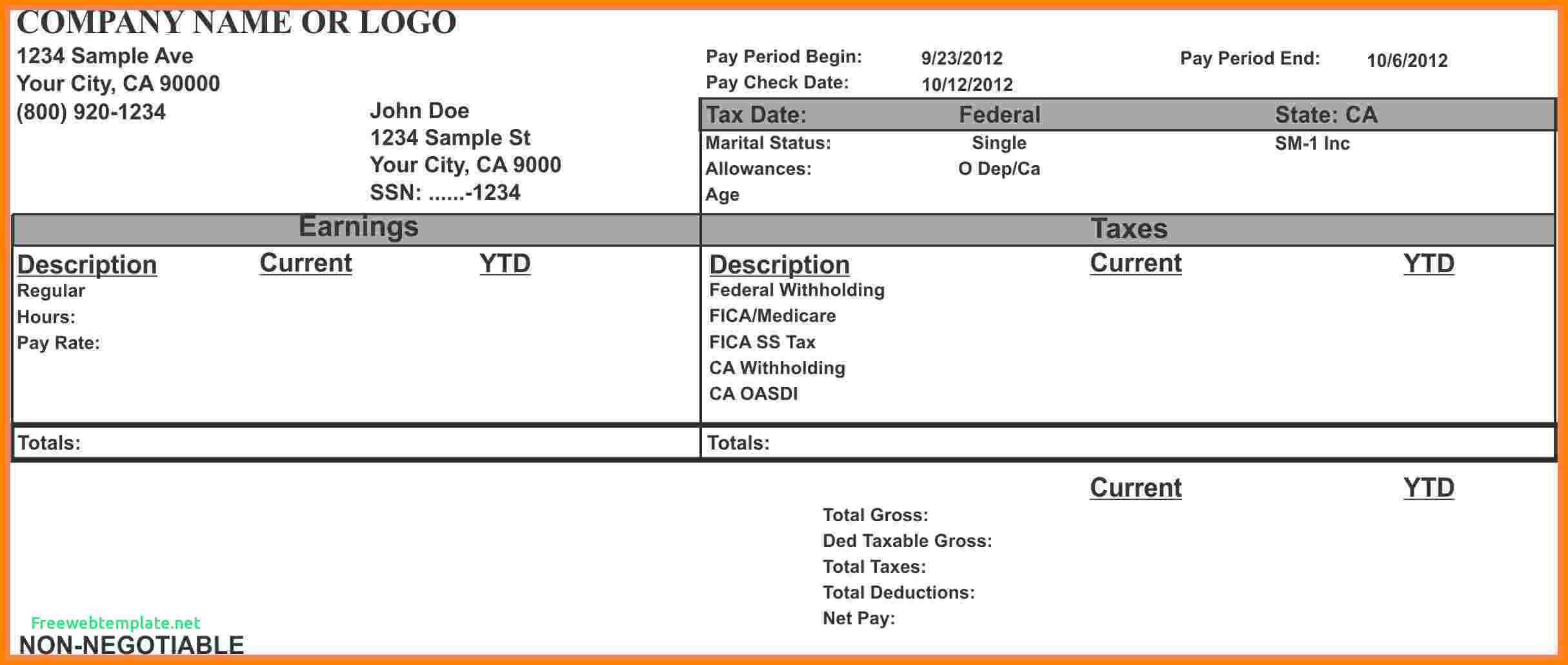 010 Template Ideas Paycheck Stub For Excel Blank Pay Word Regarding Blank Check Templates For Microsoft Word
