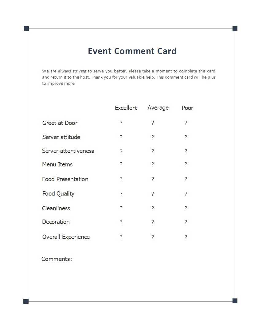 012 Template Ideas Comment Card Frightening Restaurant Free Inside Decision Card Template