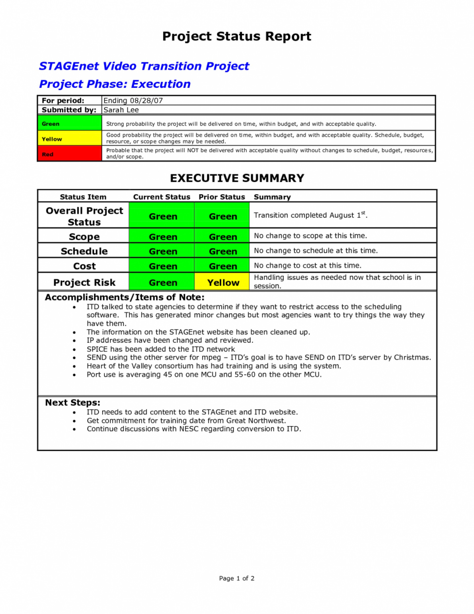 014 Template Ideas Project Progress Report 20Project Within In Closure Report Template