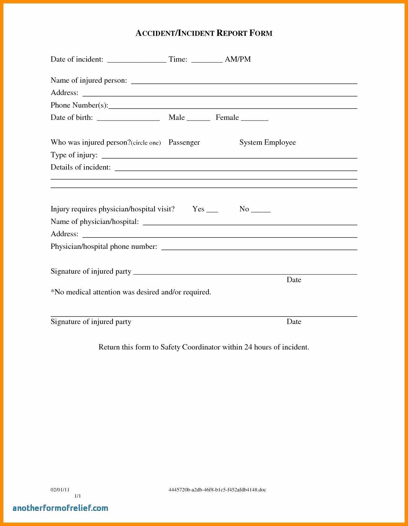 022 Template Ideas Accident Report Forms Incident Hazard For For Incident Hazard Report Form Template