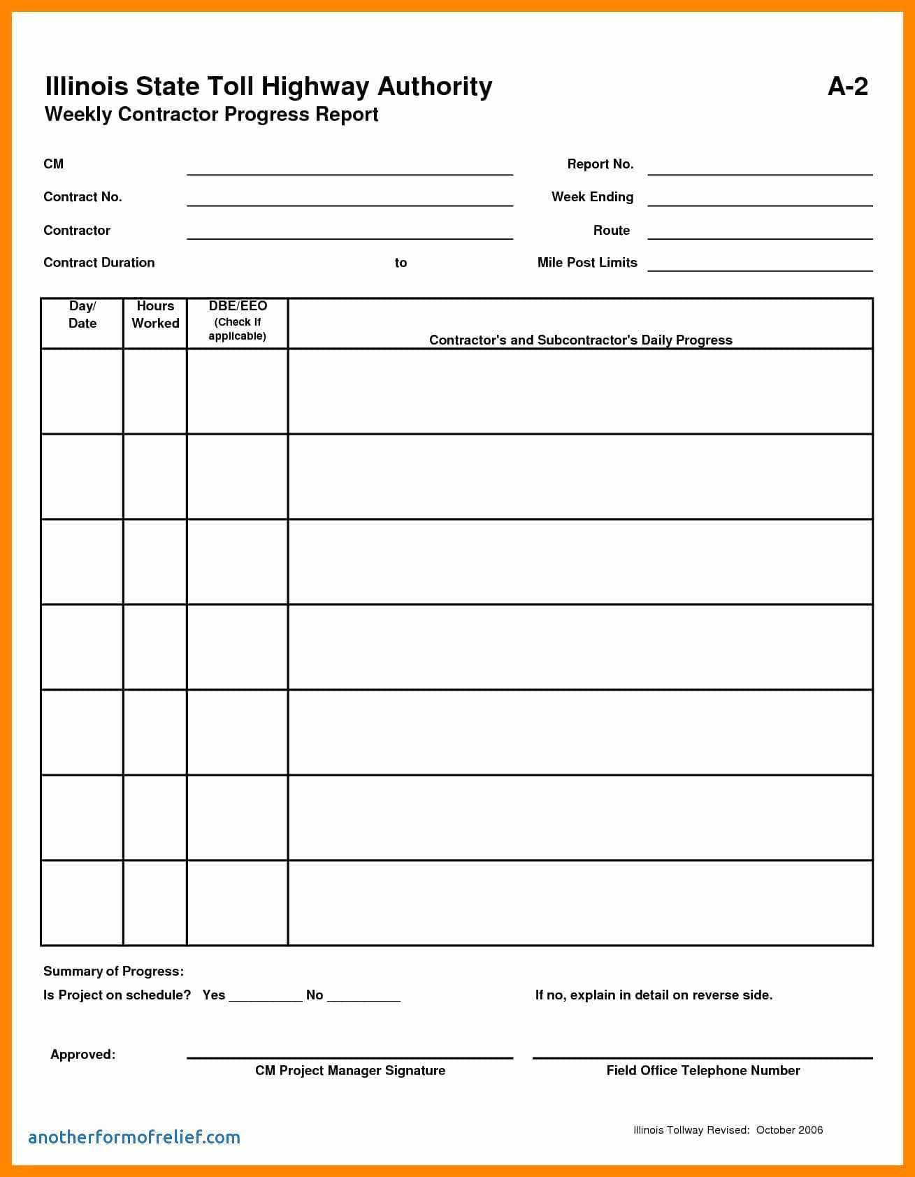 037 Status Report Template Excel Contract Management In Site Progress Report Template