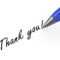0914 Thank You Note With Blue Pen On White Background Stock With Regard To Powerpoint Thank You Card Template