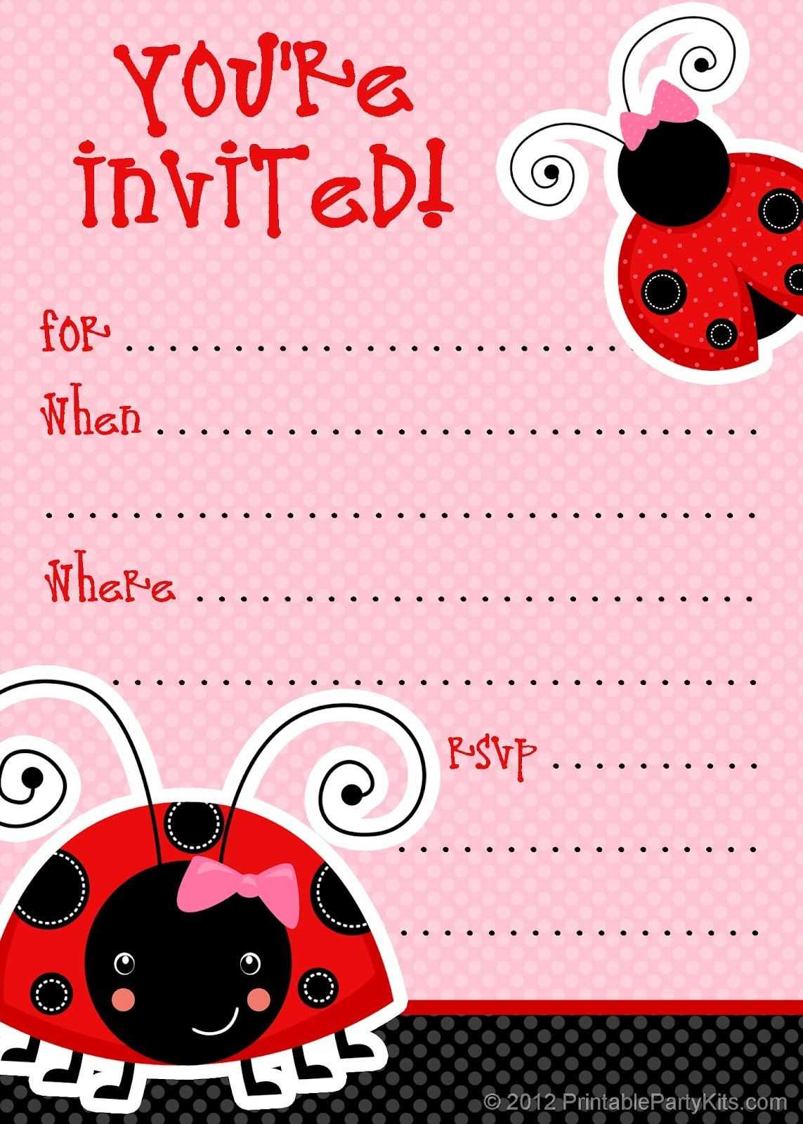 1) Free Printable Ladybug Invitation Blank Template. 2 With Blank Ladybug Template