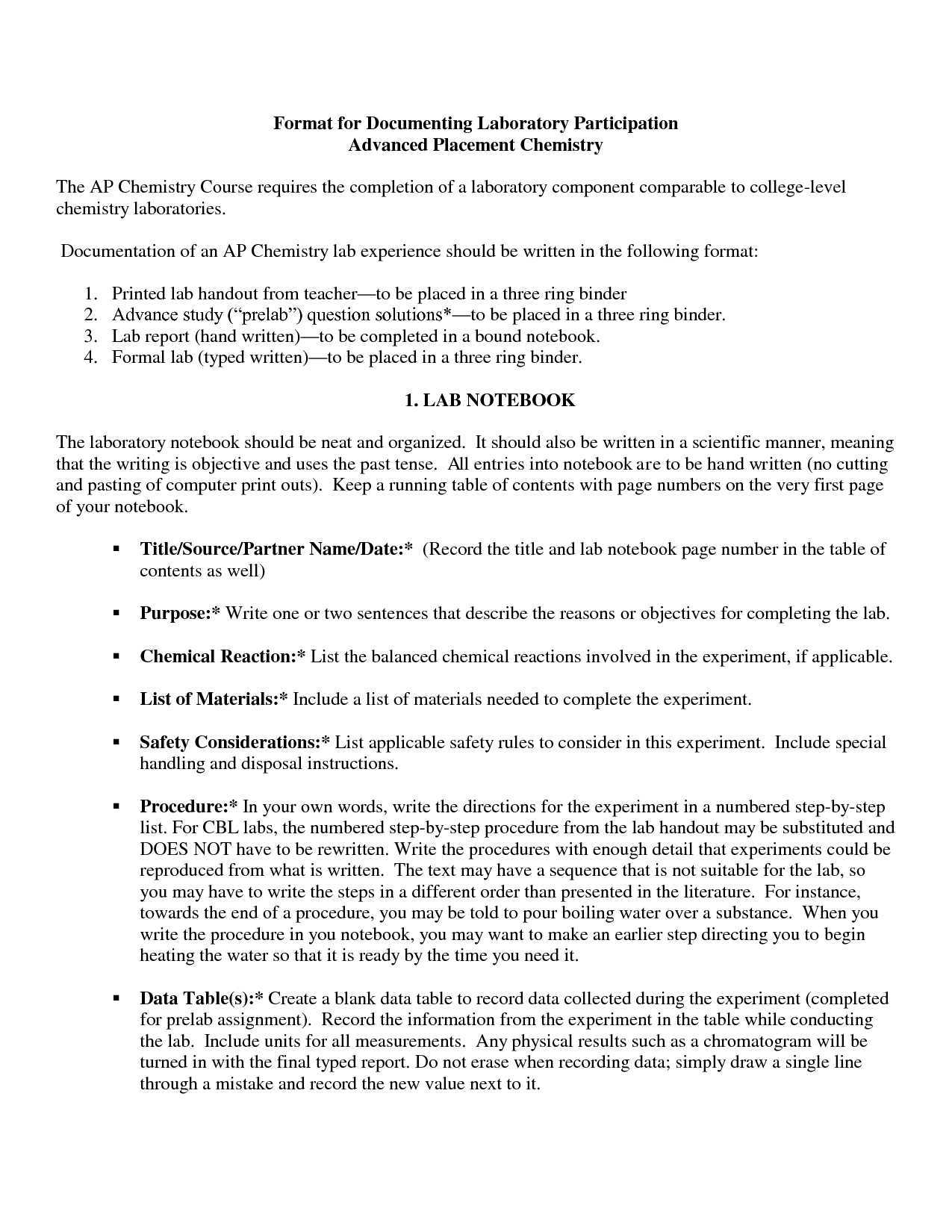 10+ Chemistry Lab Report Example High School | Panacea Within Chemistry Lab Report Template