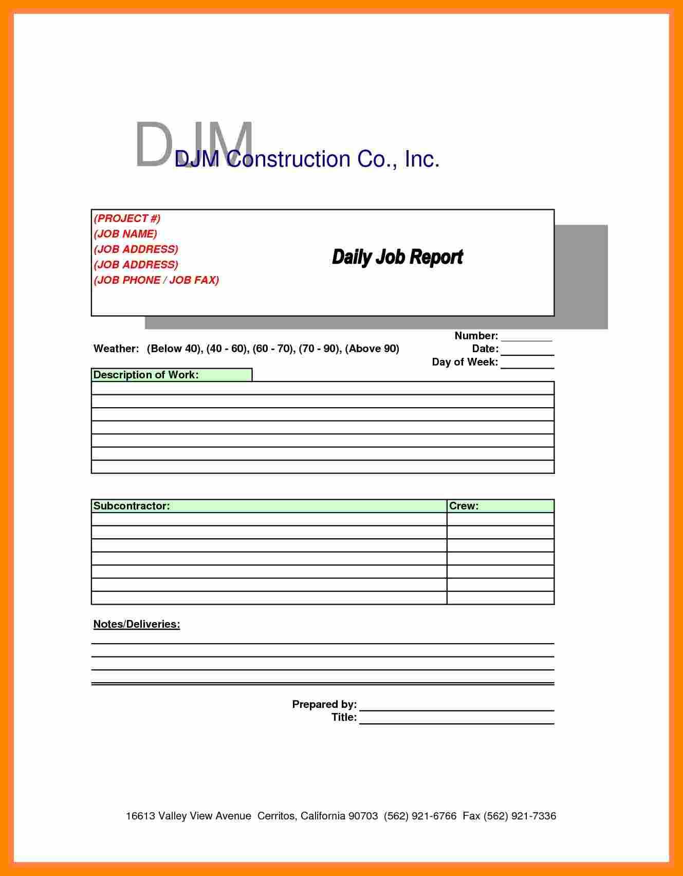 10+ Daily Project Report Format | Lobo Development In Machine Breakdown Report Template