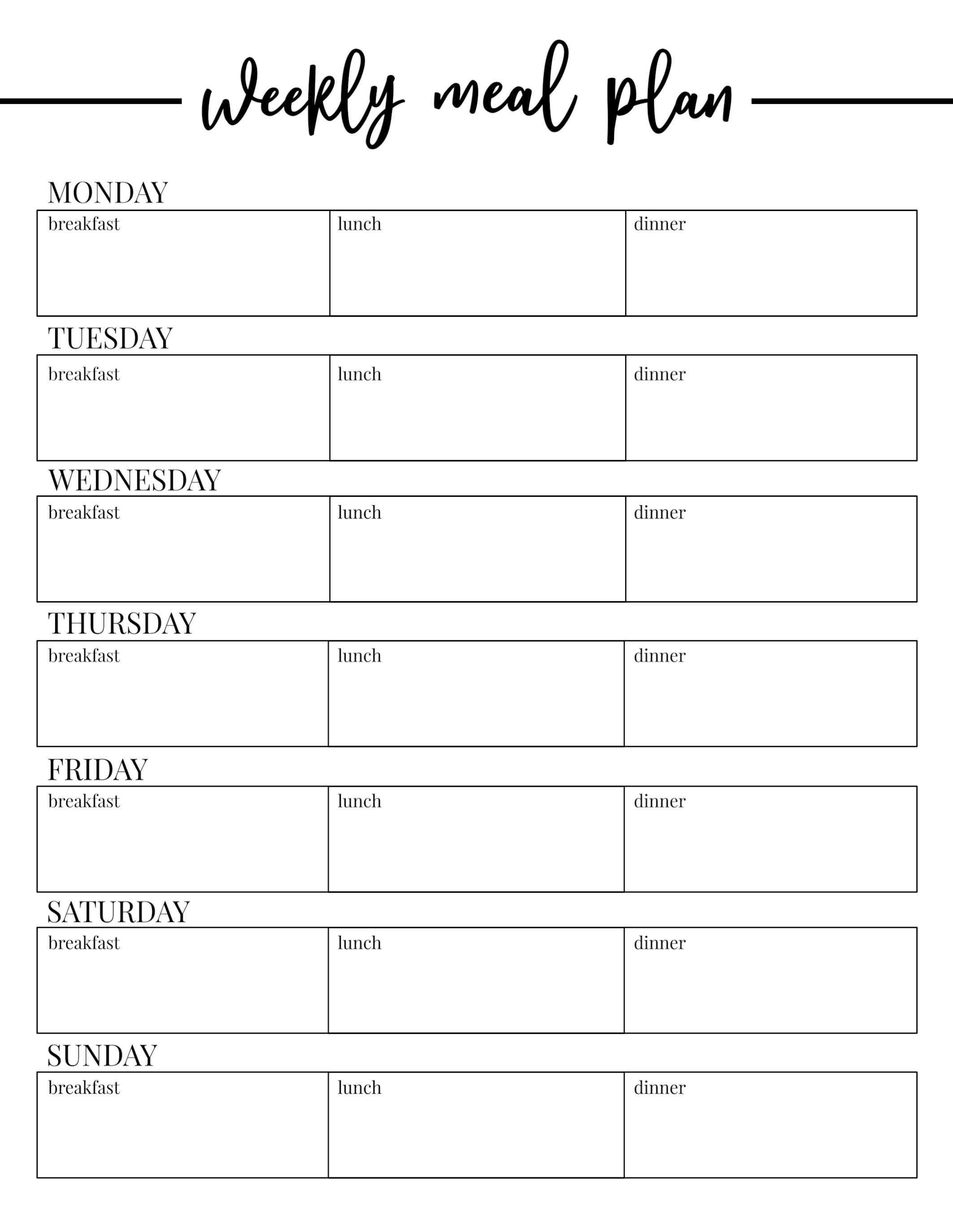 10 Weekly Meal Planner Template Word | Resume Samples Regarding Weekly Meal Planner Template Word