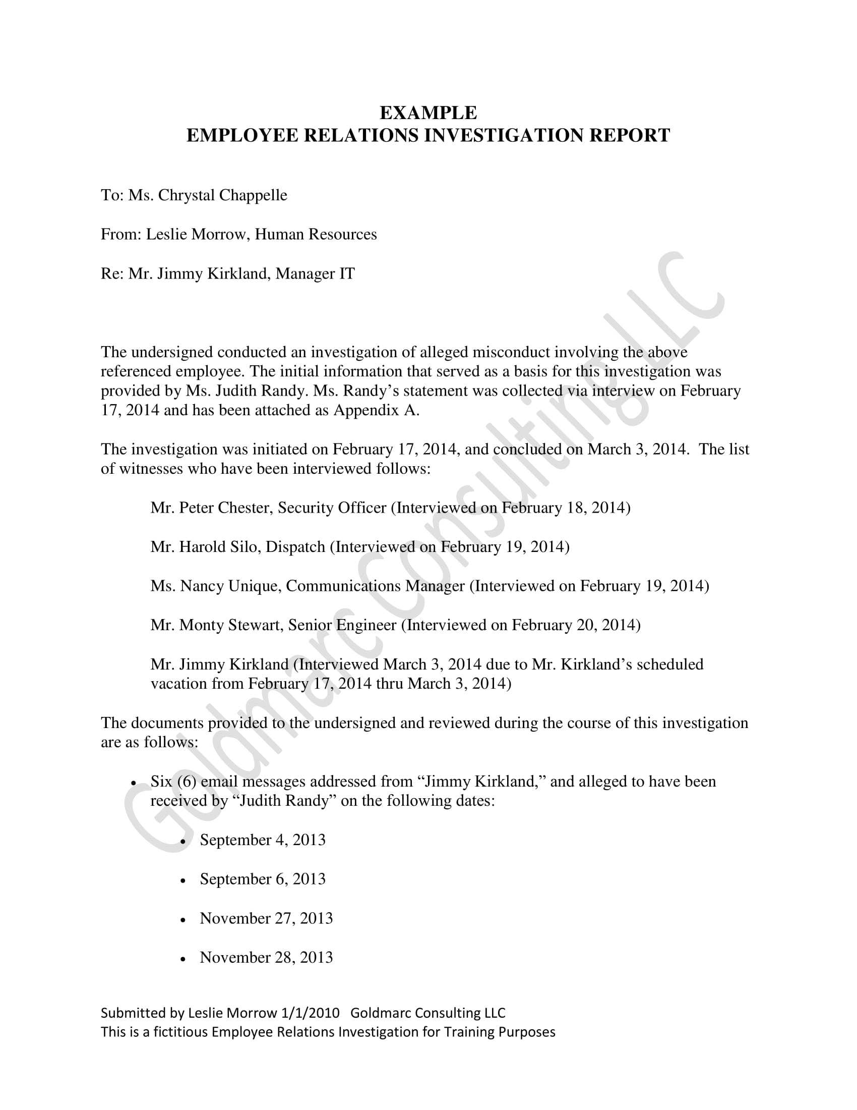 10+ Workplace Investigation Report Examples – Pdf | Examples For Sexual Harassment Investigation Report Template