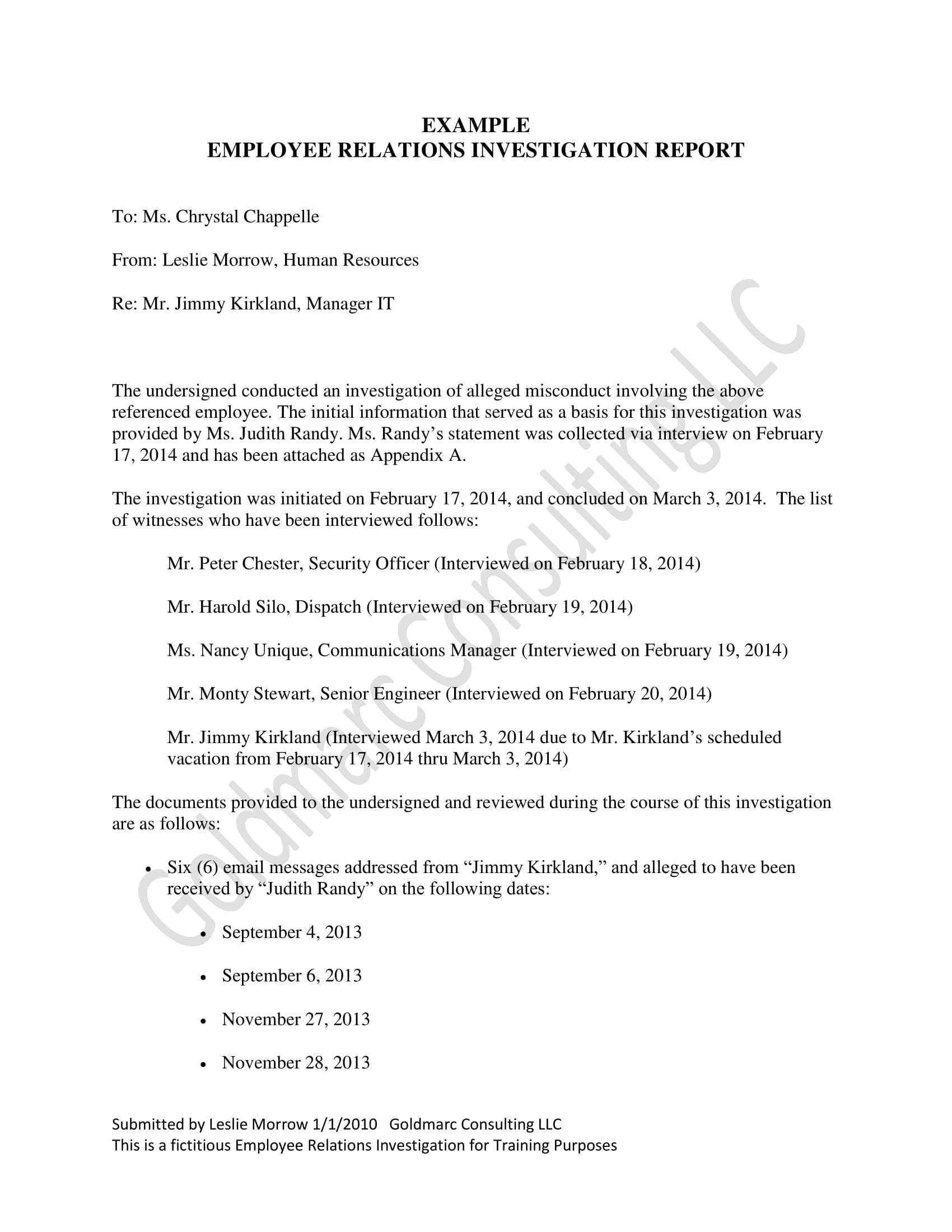 10+ Workplace Investigation Report Examples – Pdf | Examples For Sexual Harassment Investigation Report Template