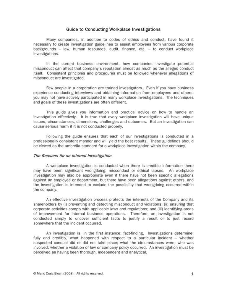 10 Workplace Investigation Report Examples Pdf Examples Intended 
