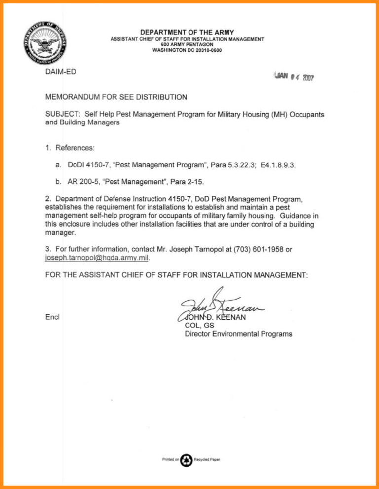 11 12 Example Army Memorandum For Record Lasweetvida In Army 