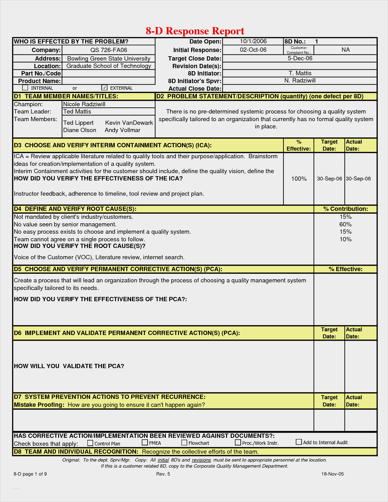 11. 8D Report Vorlage Inspiration Reklamationsmanagement 8D For 8D Report Format Template