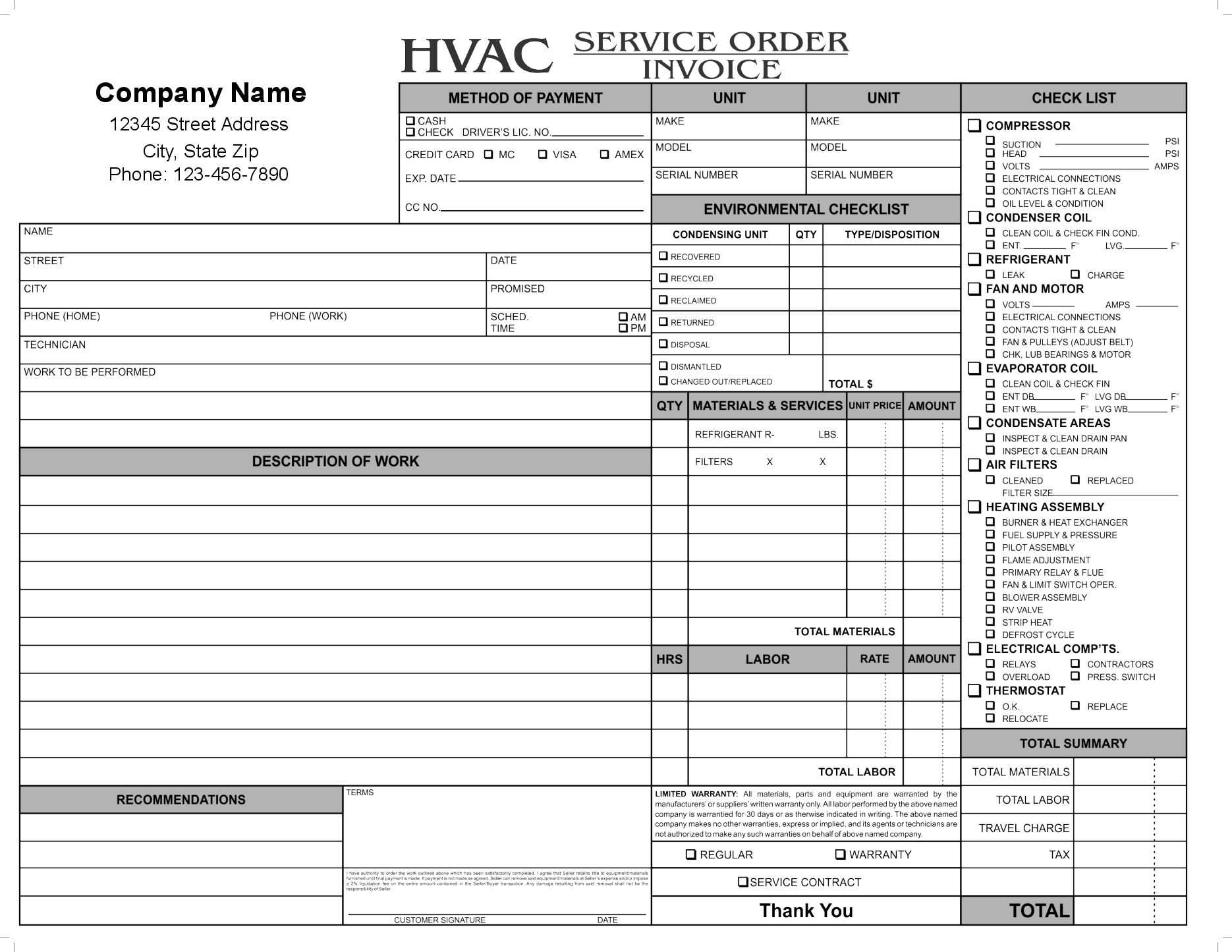 11 Hvac Invoice Template Free Top Invoice Templates Hvac With Technical Service Report Template