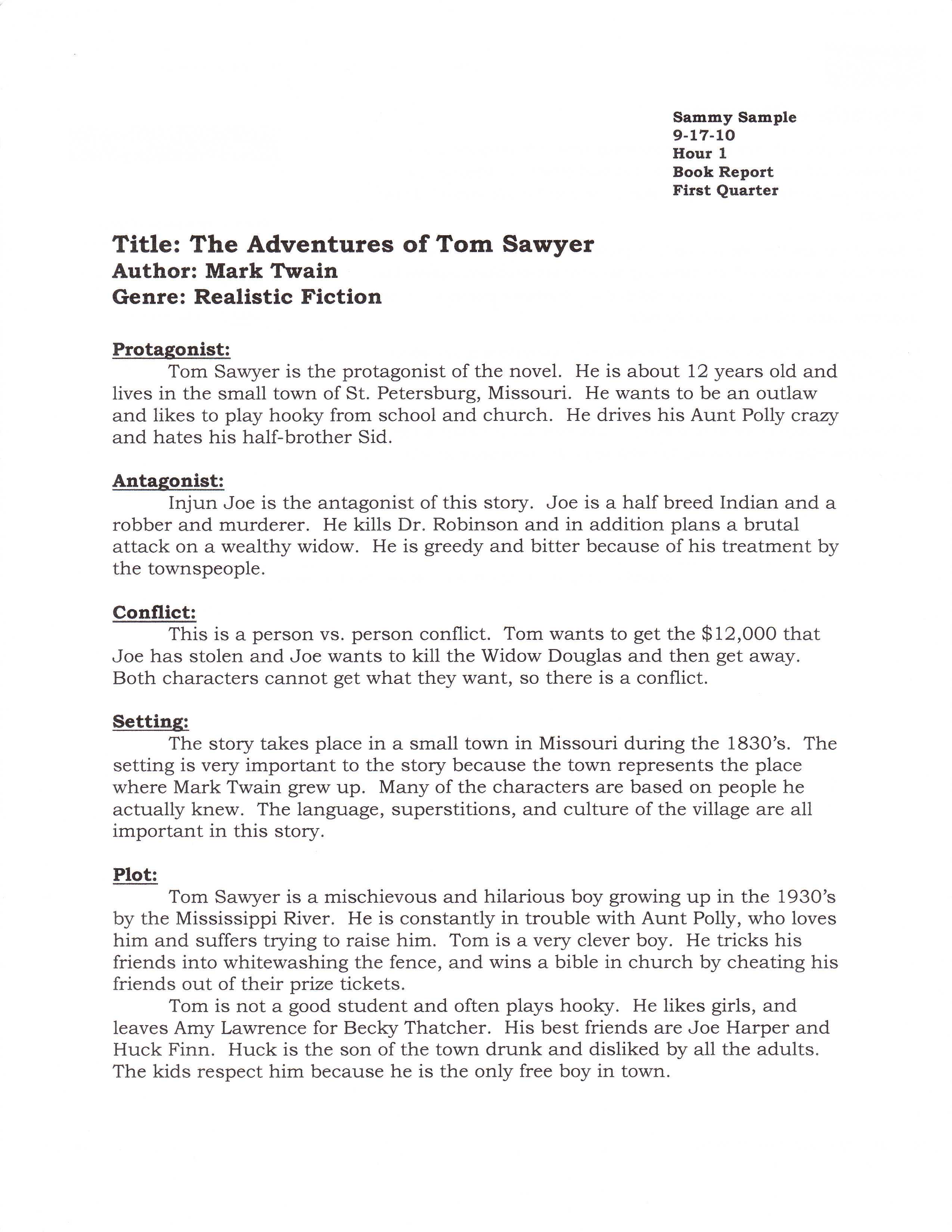 book reports examples pdf