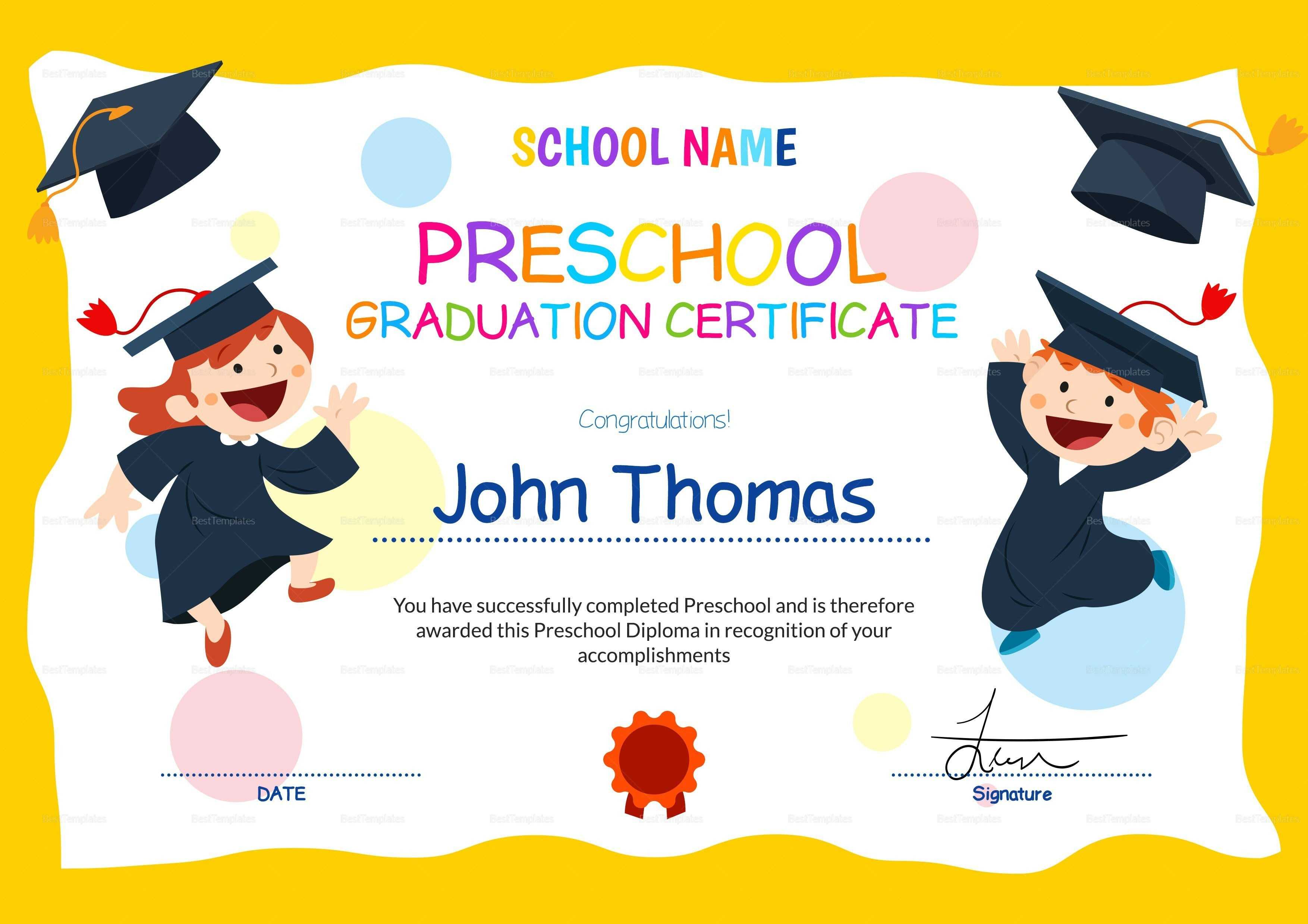 11+ Preschool Certificate Templates – Pdf | Free & Premium With Free Printable Graduation Certificate Templates