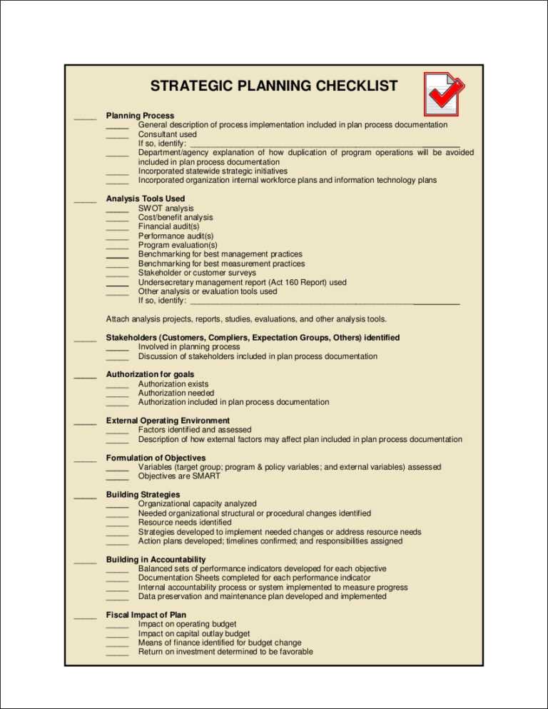 strategic planning checklist pdf