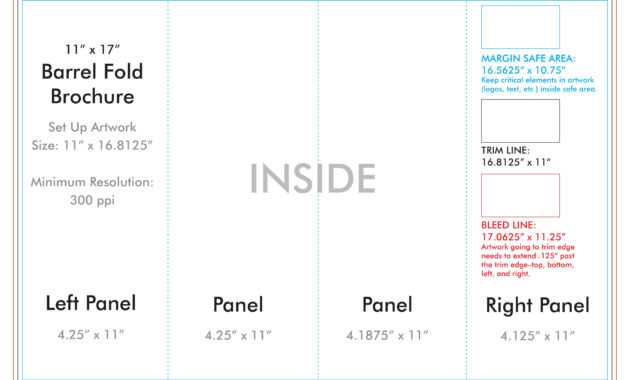 11&quot; X 17&quot; Barrel Fold Brochure Template - U.s. Press intended for 4 Panel Brochure Template