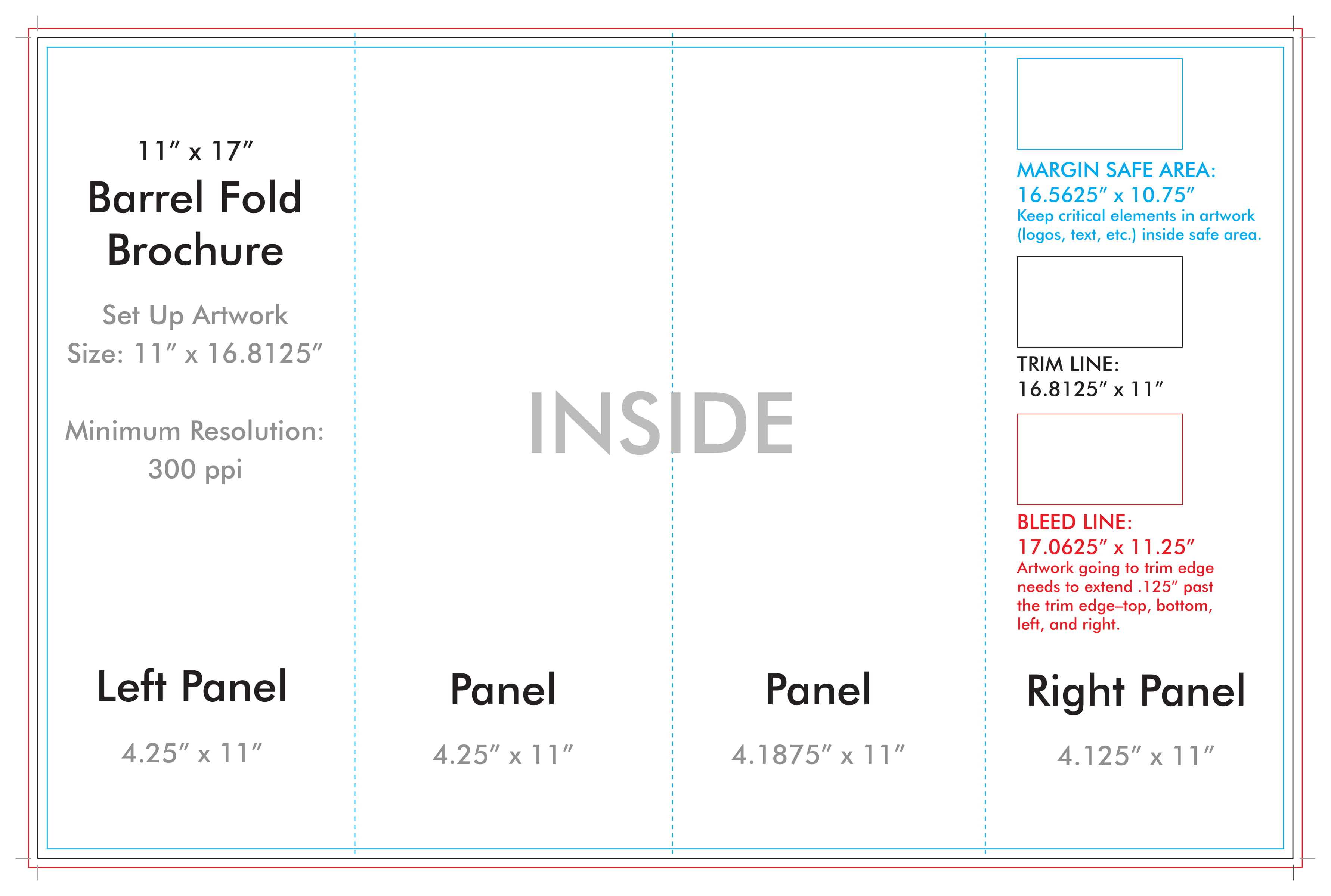 11" X 17" Barrel Fold Brochure Template - U.s. Press Intended For 4 Panel Brochure Template