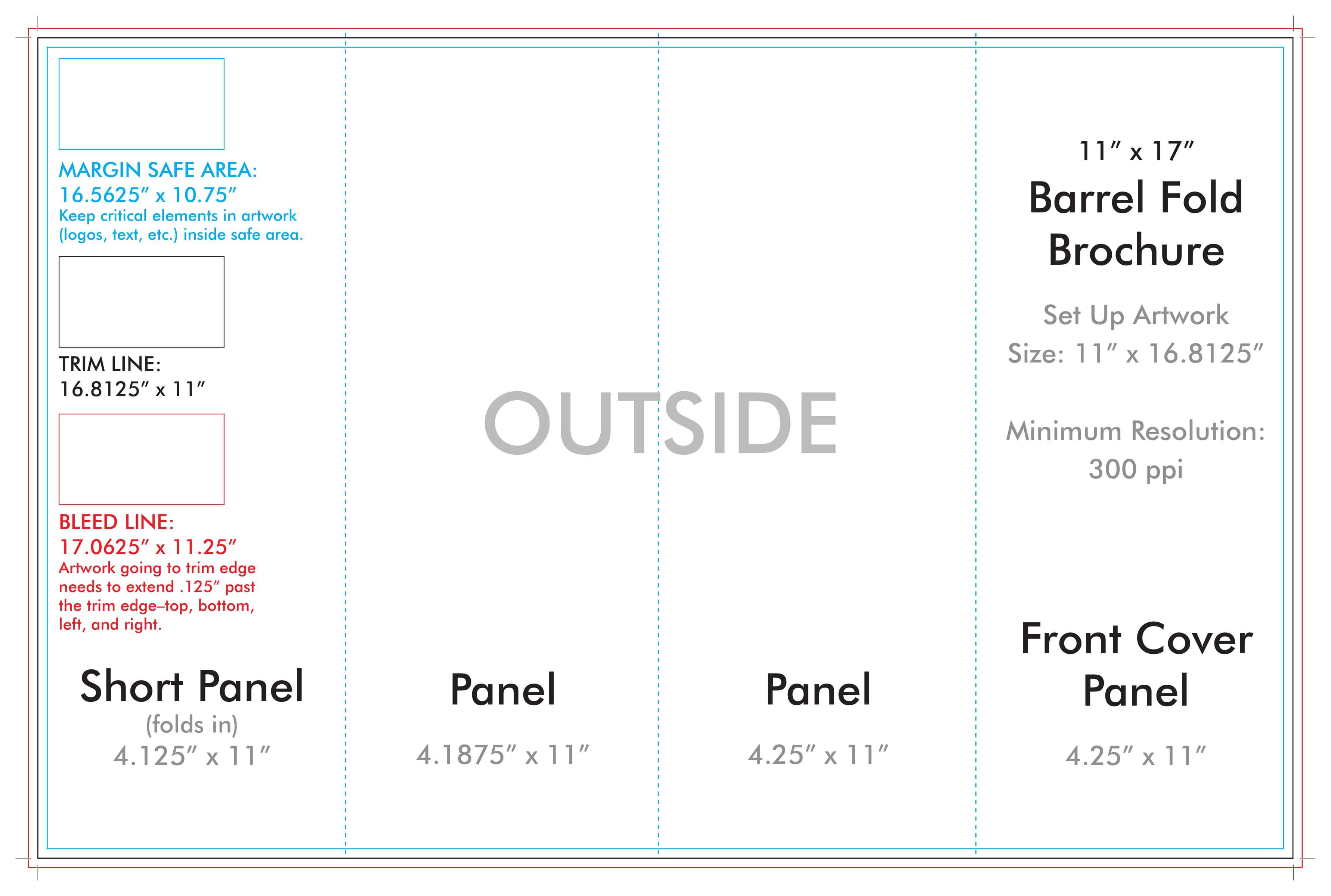 11" X 17" Barrel Fold Brochure Template – U.s. Press Regarding Brochure 4 Fold Template