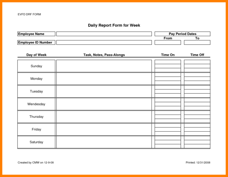 12 Daily Report Format For Office Staff Lobo Development Pertaining 