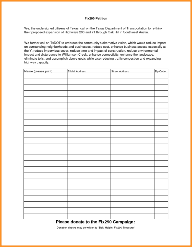 14 15 Petition Template Printable Southbeachcafesf In Blank Petition