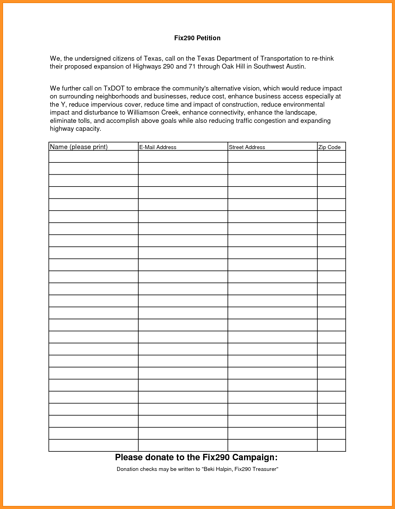 14 15 Petition Template Printable | Southbeachcafesf In Blank Petition Template