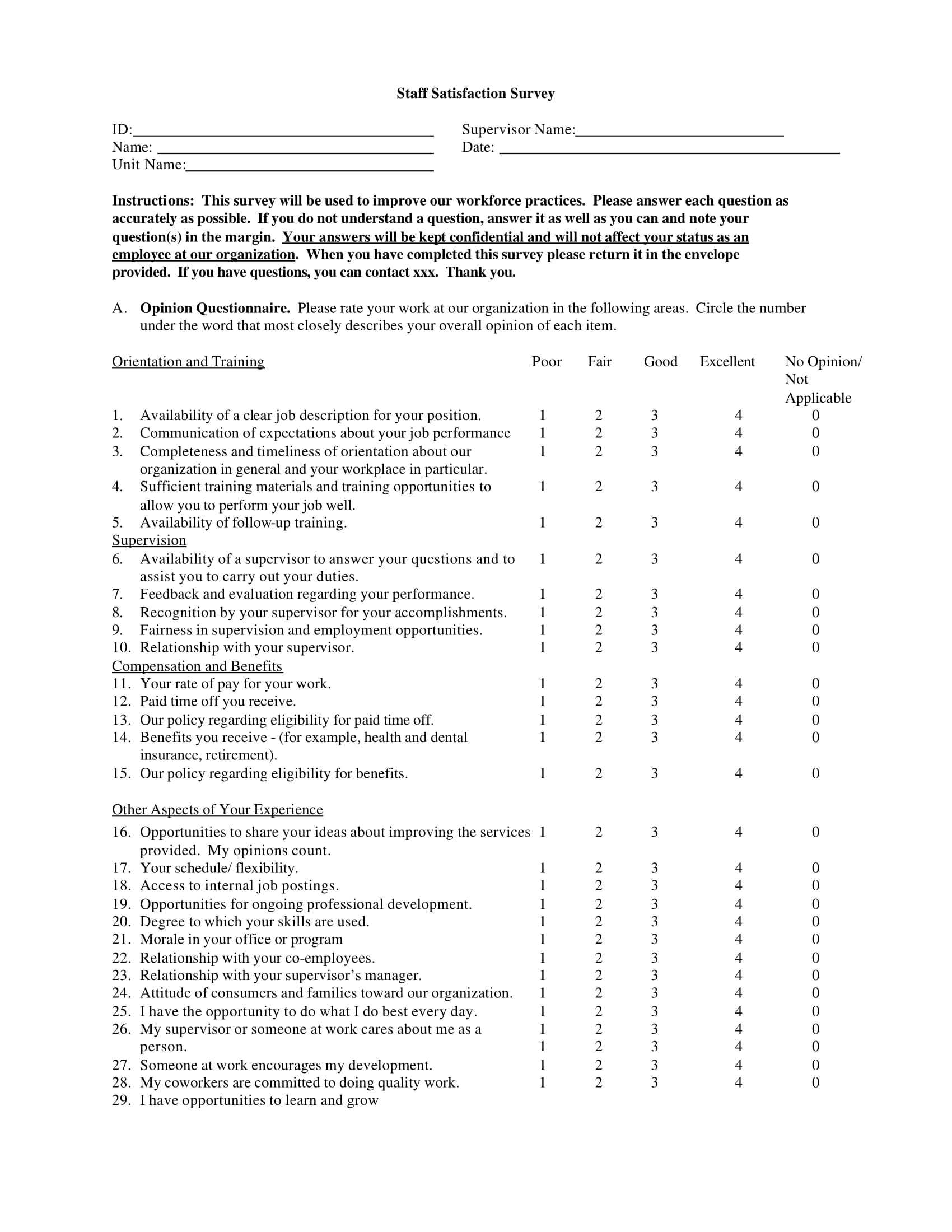 14+ Employee Satisfaction Survey Form Examples – Pdf, Doc With Regard To Employee Satisfaction Survey Template Word