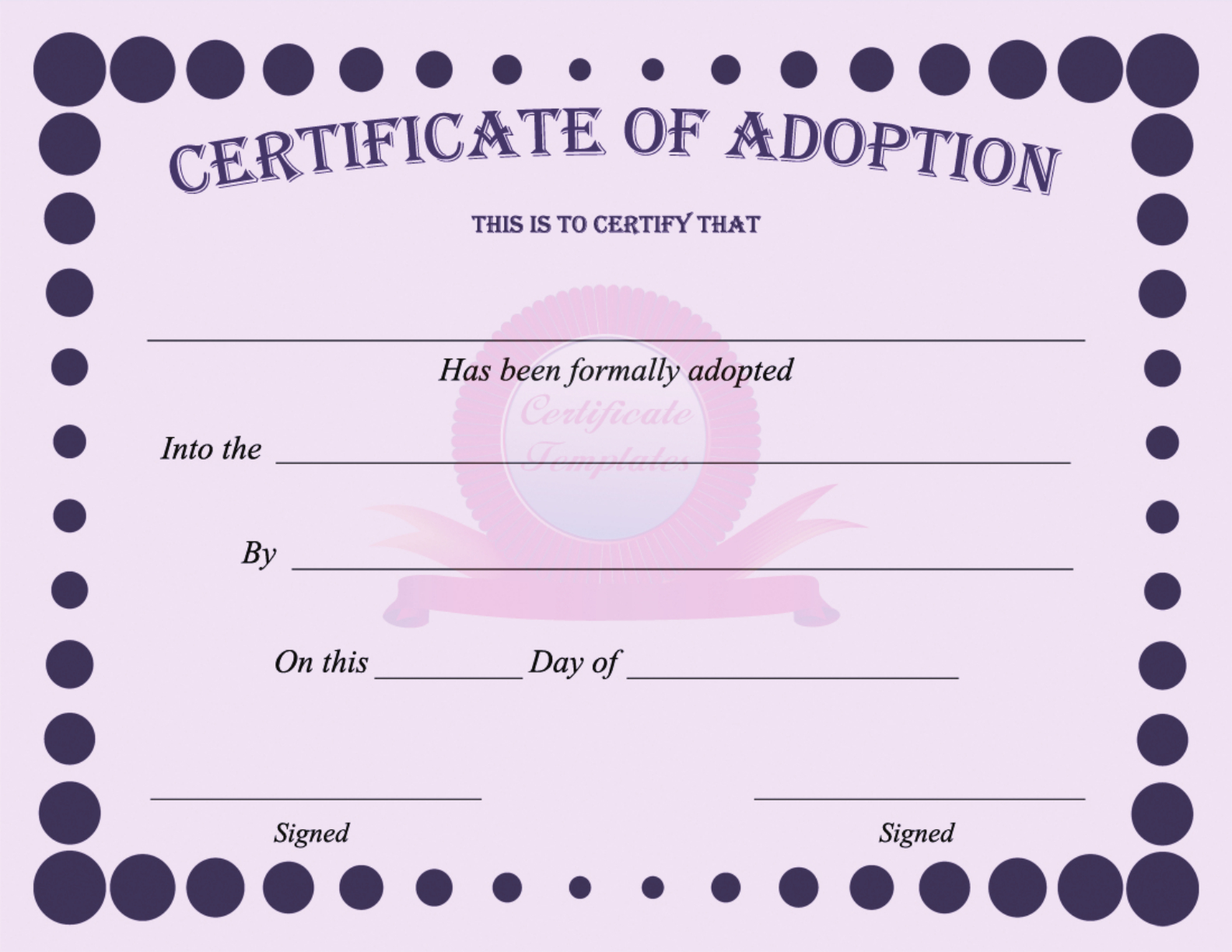 15+ Adoption Certificate Templates | Free Printable Word With Girl Birth Certificate Template