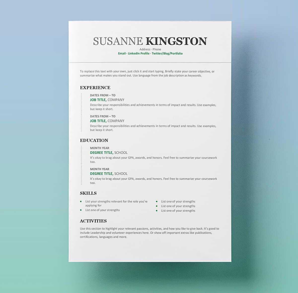 15+ Resume Templates For Word (Free To Download) Intended For How To Get A Resume Template On Word