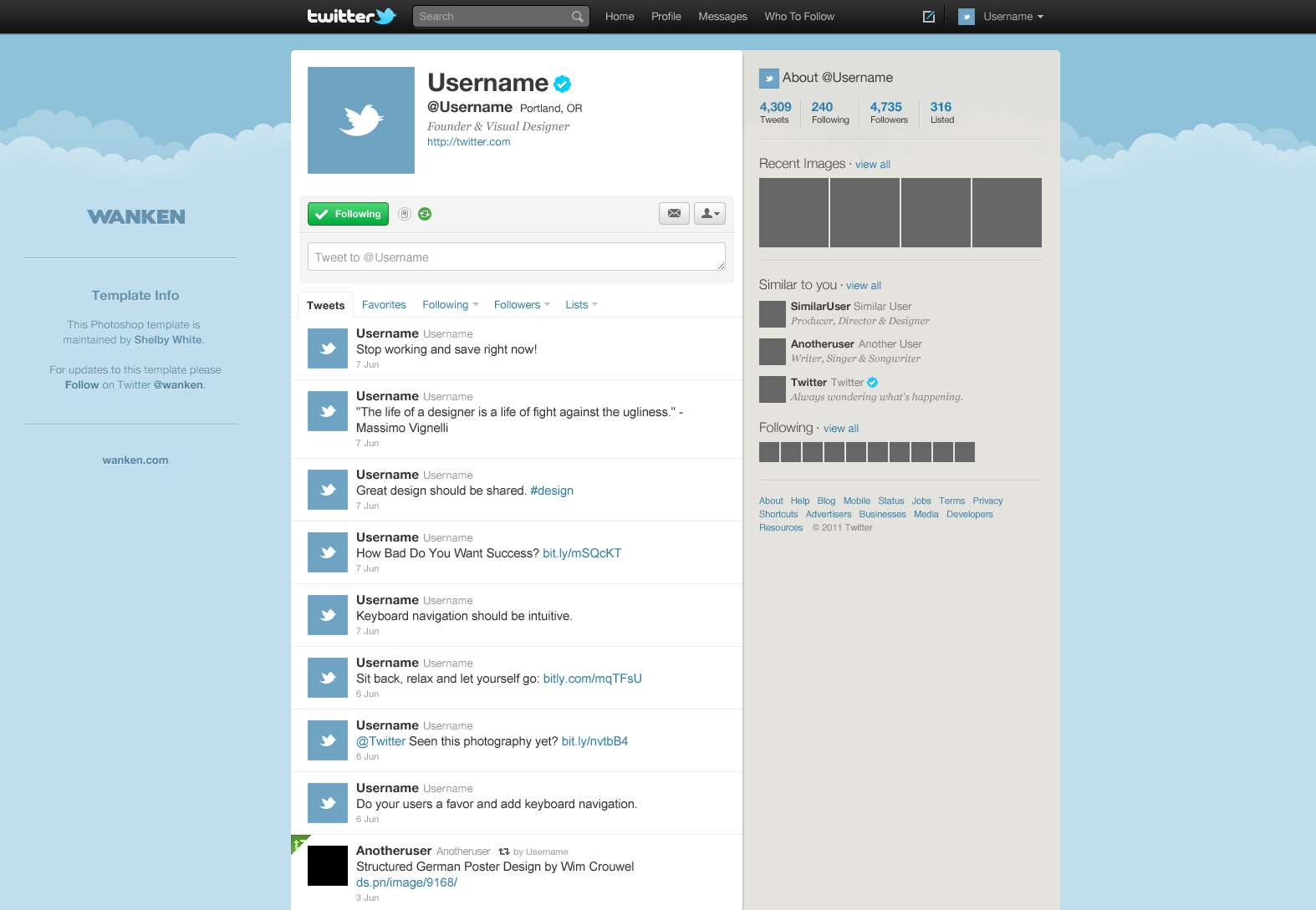 15 Twitter Psd Template Images – Twitter Templates Free With Blank Twitter Profile Template