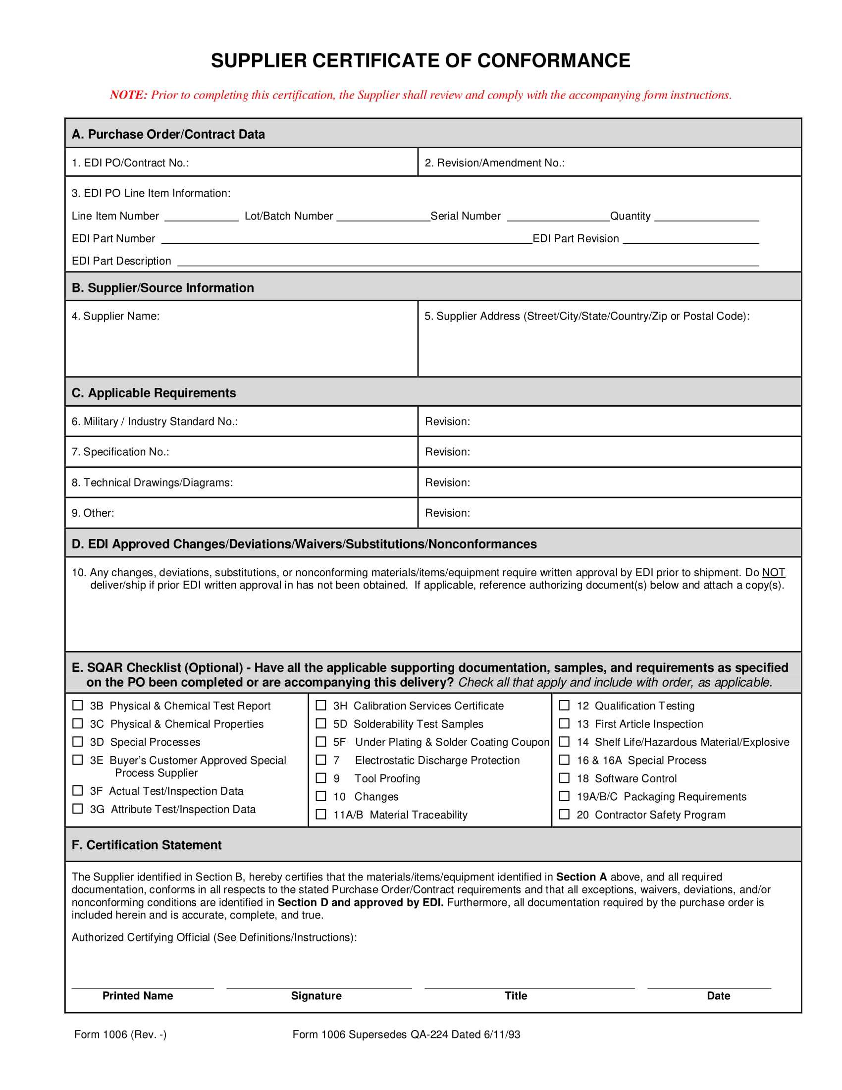 16+ Certificate Of Conformance Example – Pdf, Word, Ai Regarding Certificate Of Conformance Template