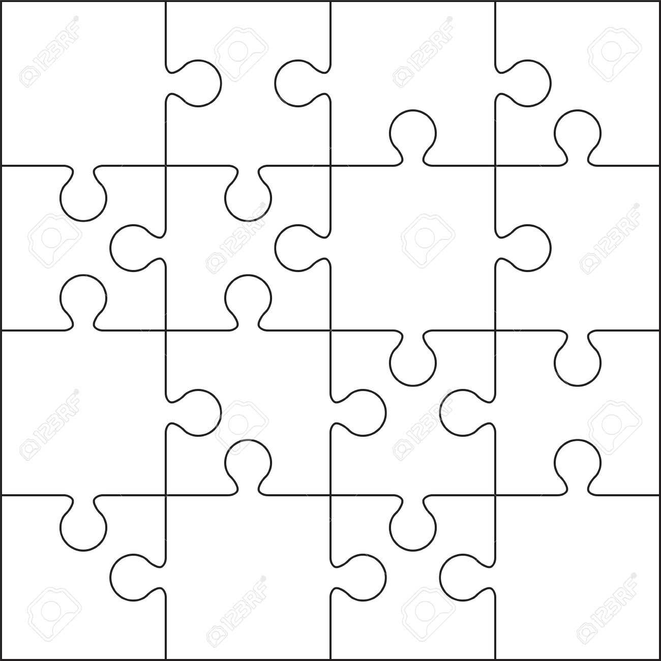 16 Jigsaw Puzzle Blank Template Or Cutting Guidelines In Blank Jigsaw Piece Template