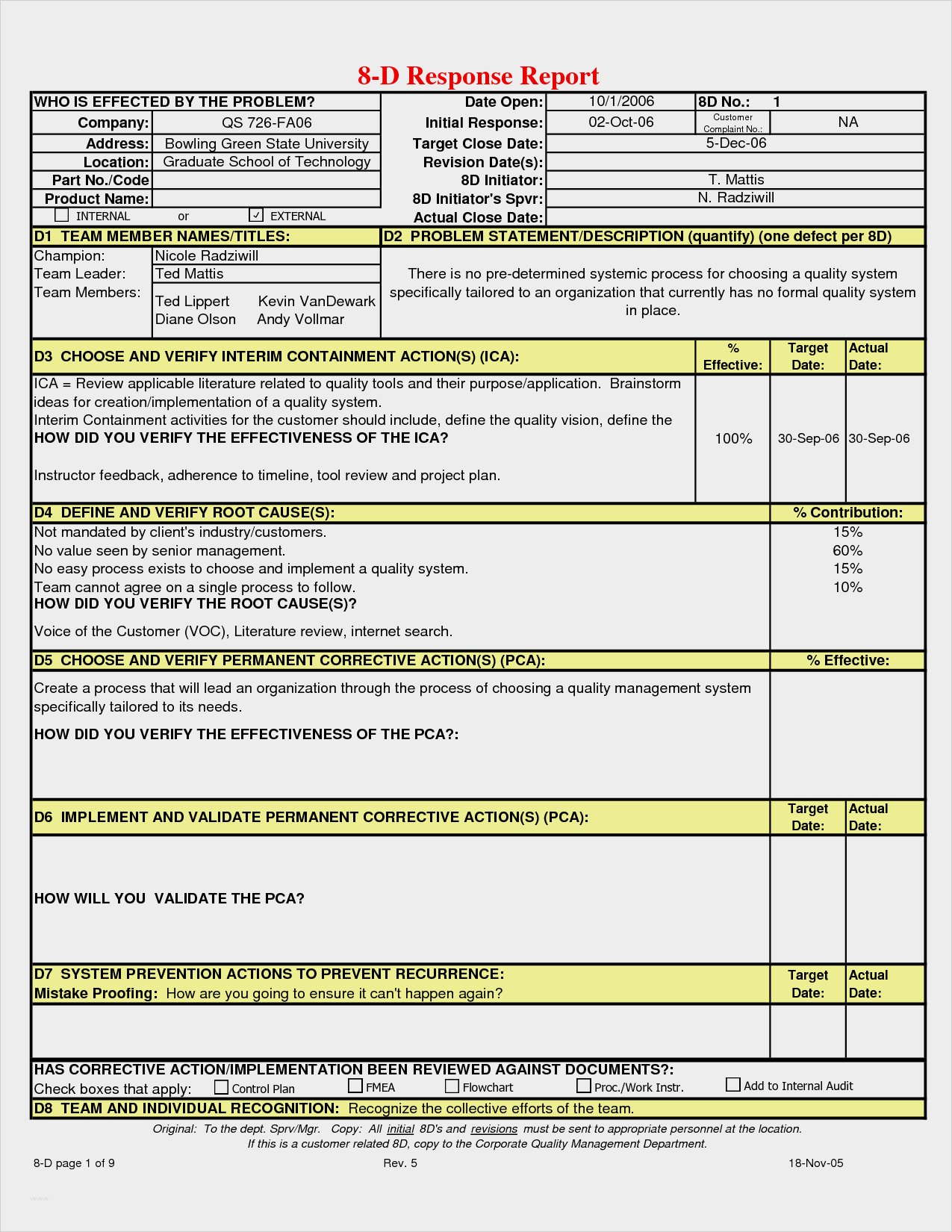 17. 8D Report Vorlage Word Herunterladen 8D Report Vorlage In 8D Report Template Xls
