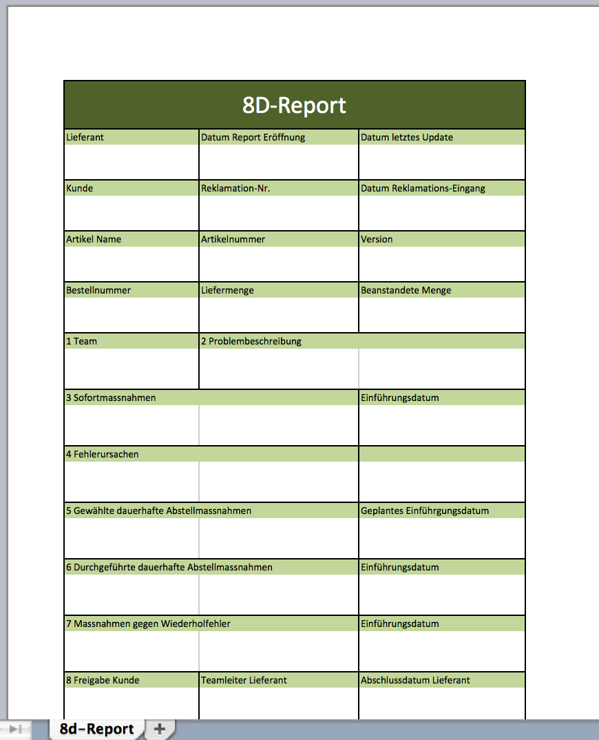 17. 8D Report Vorlage Word Herunterladen 8D Report Vorlage Intended For 8D Report Template Xls