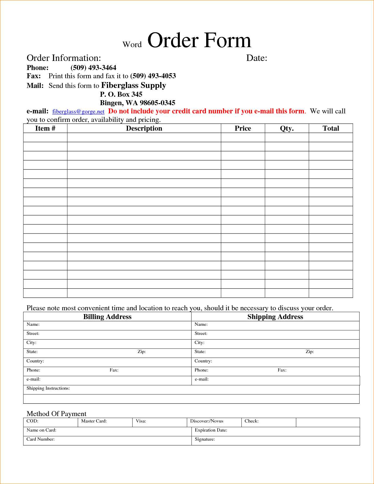 17+ Form Template For Word | Leterformat For Order Form With Credit Card Template