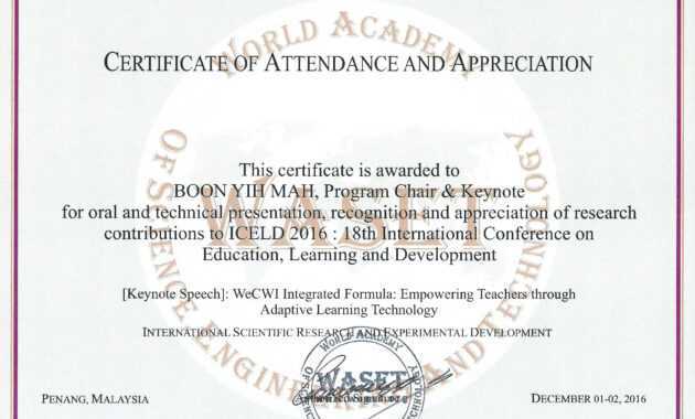 18Th International Conference On Education, Learning And regarding International Conference Certificate Templates