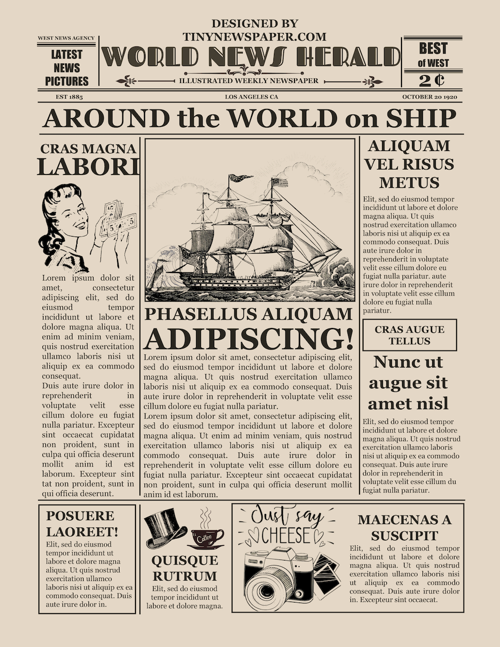 1920's Vintage Newspaper Template Word Regarding Old Newspaper Template Word Free