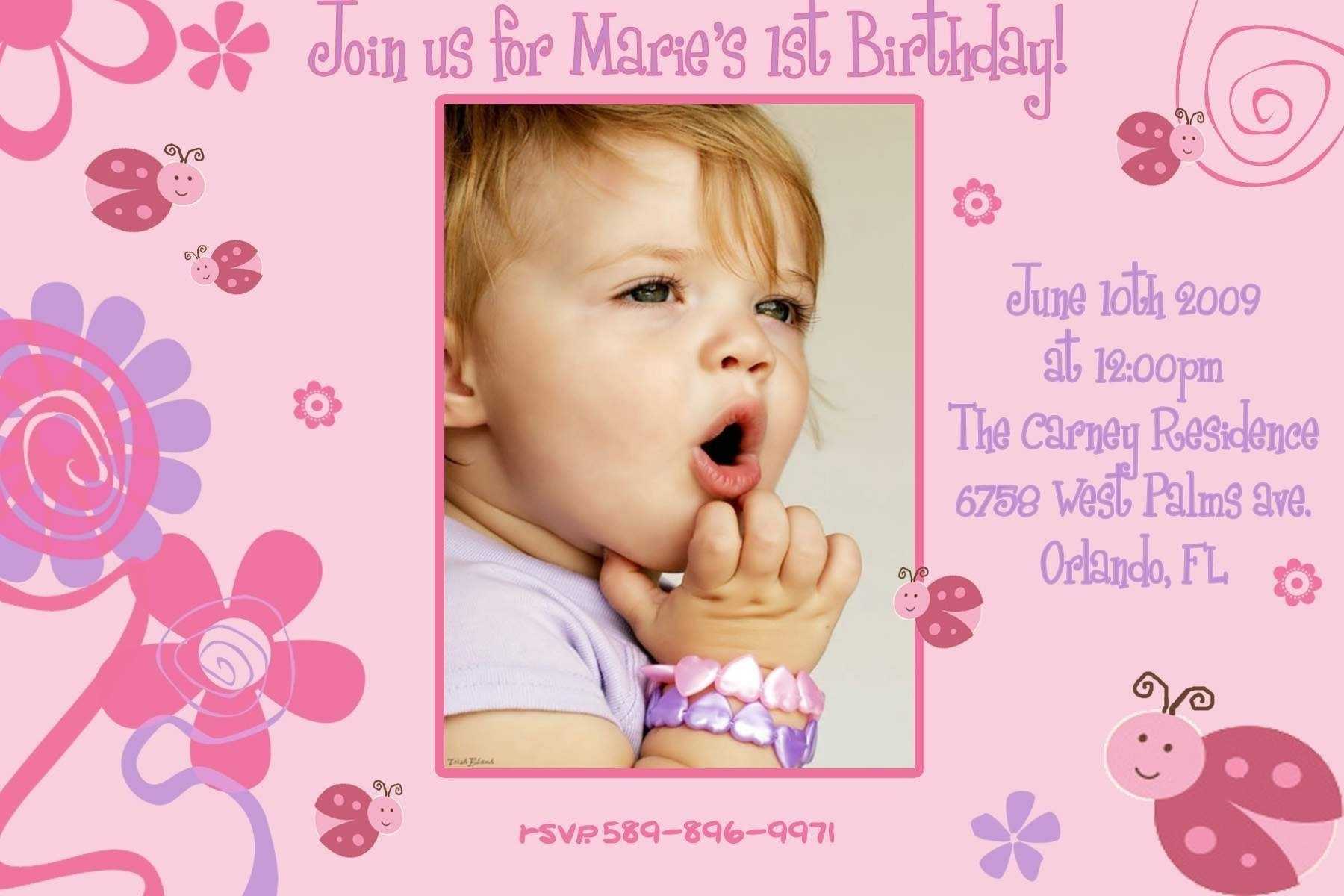 1St Birthday Invitation Cards Templates Free | Doyadoyasamos Regarding First Birthday Invitation Card Template