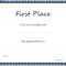 1St Place Award Certificate Template With Regard To First Place Certificate Template