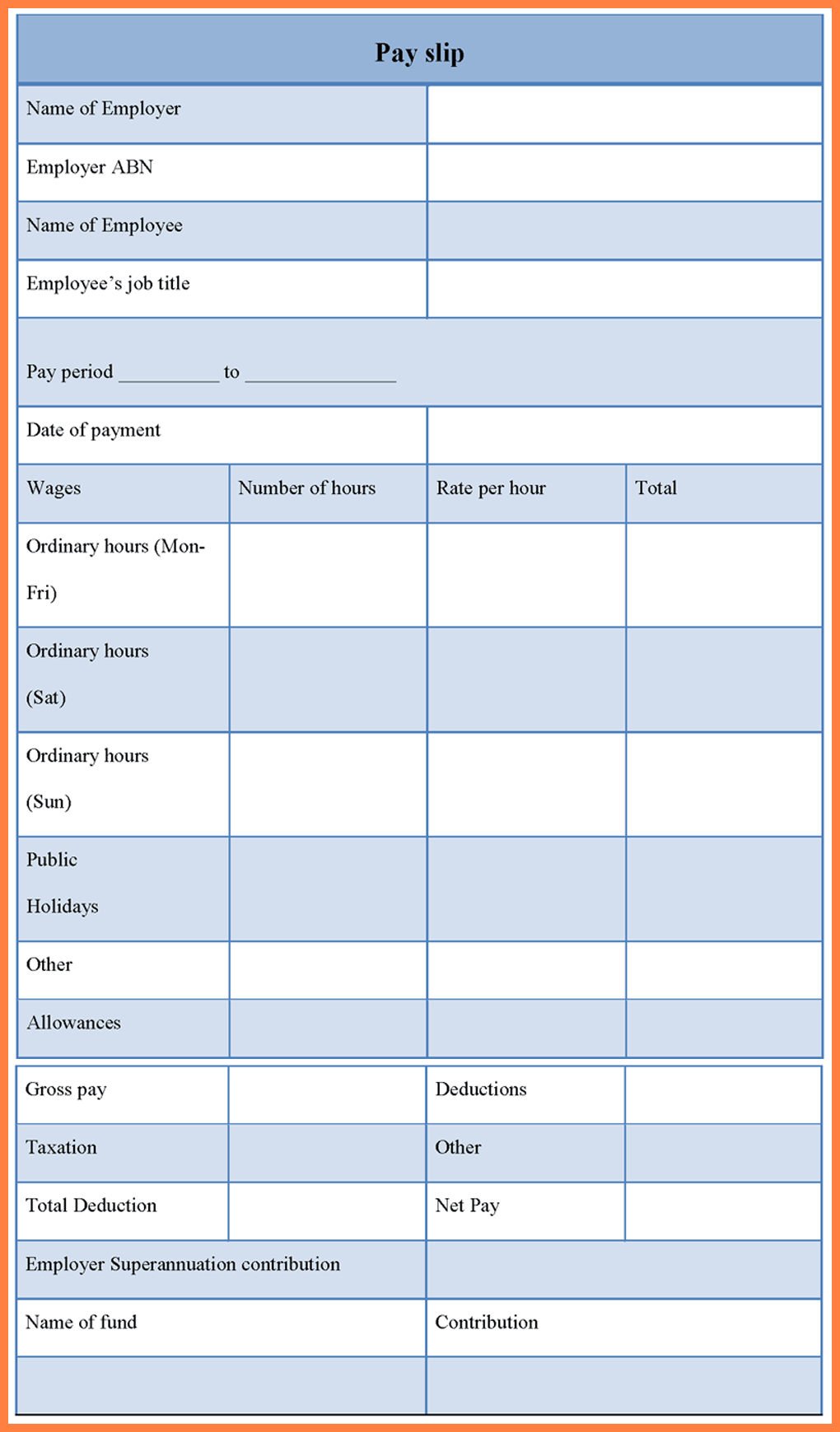 2+ Blank Payslip Template | Salary Slip Within Blank Payslip Template