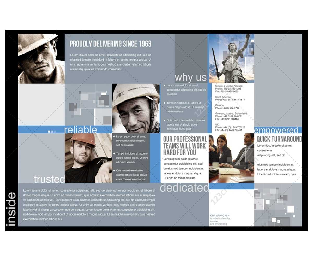 2 Pages Corporate Brochure Template For Construction Inside Engineering Brochure Templates