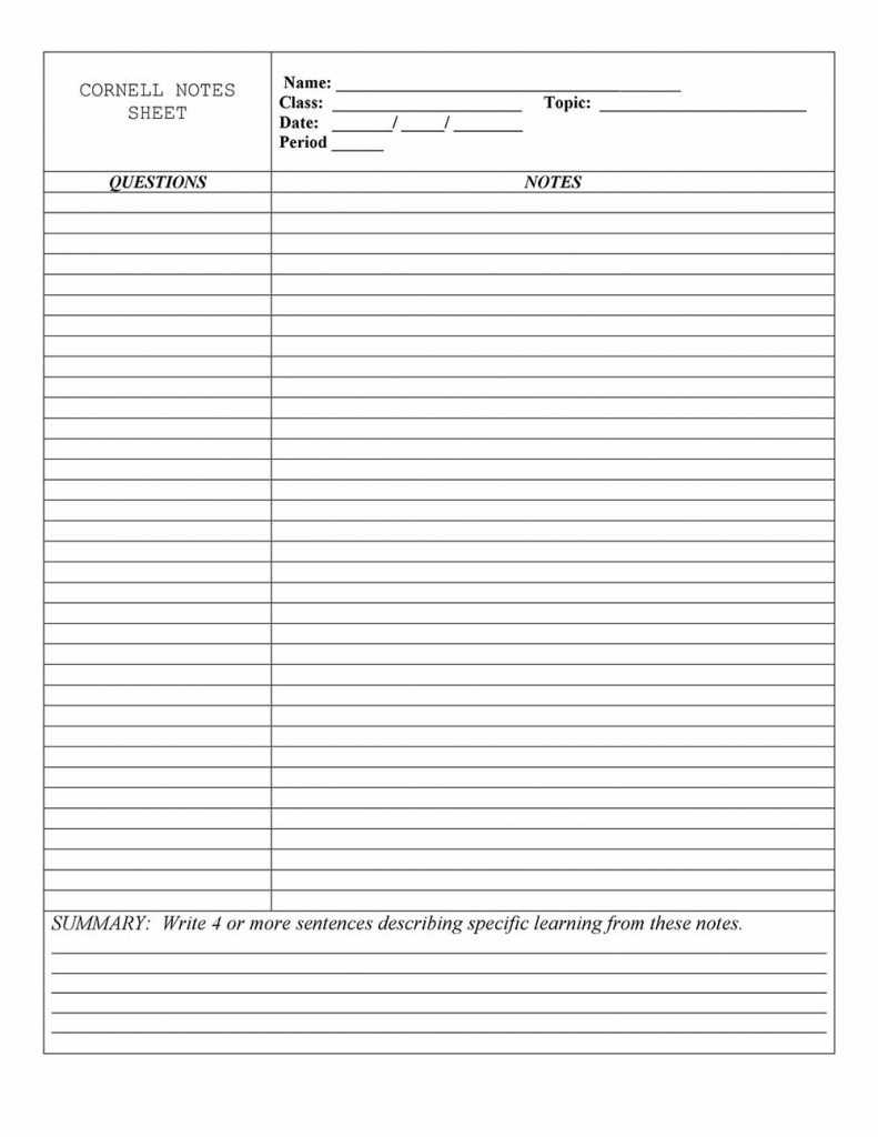 20+ Cornell Notes Template 2019 – Google Docs & Word Within Cornell Note Template Word
