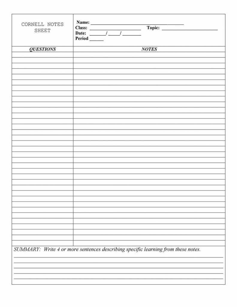 20+ Cornell Notes Template 2019 – Google Docs & Word Within Cornell Note Template Word