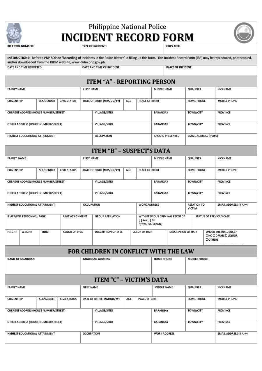 20+ Police Report Template & Examples [Fake / Real] ᐅ Inside Blank Police Report Template