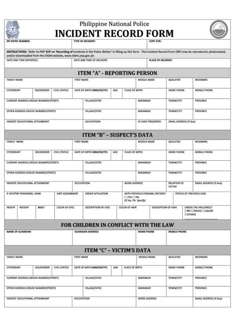 Fake Police Report Template