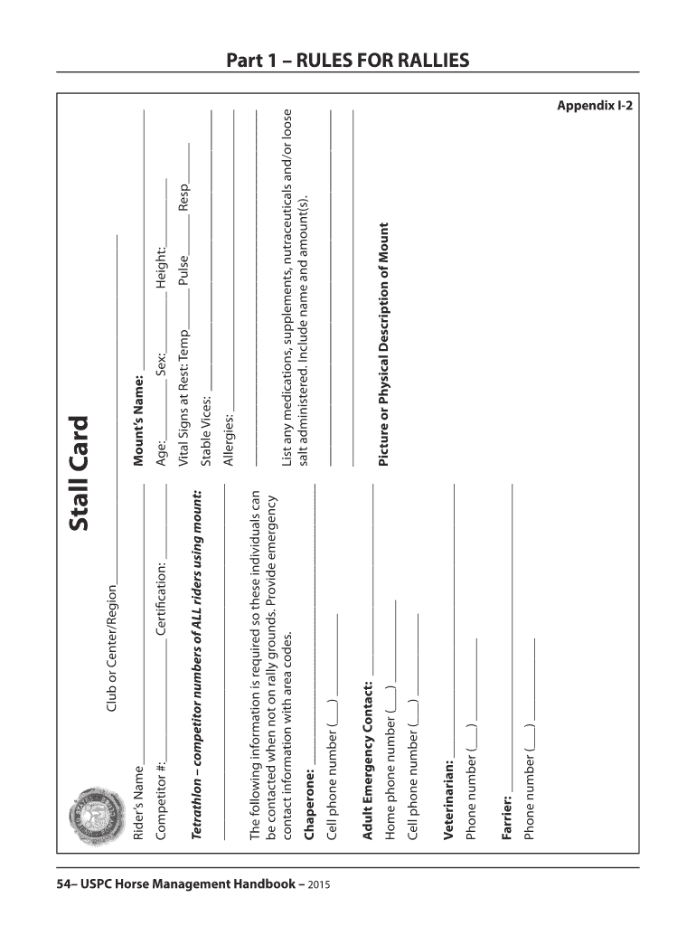 2015 Form Uspc Stall Card Fill Online, Printable, Fillable Throughout Horse Stall Card Template